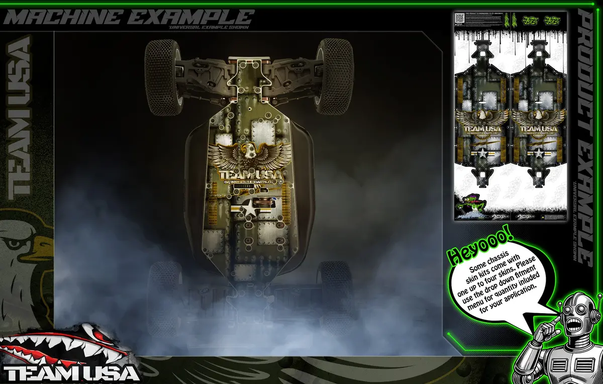 'Team Usa' Themed Chassis Skin Fits Losi 8Ight Series | 8Ight Xe | 8Ight Xt Xte | 8Ight Xe Elite | 8Ight Xe Elite 2.0 | 8Ight-X/E 2.0 | 8Xte Rtr 1