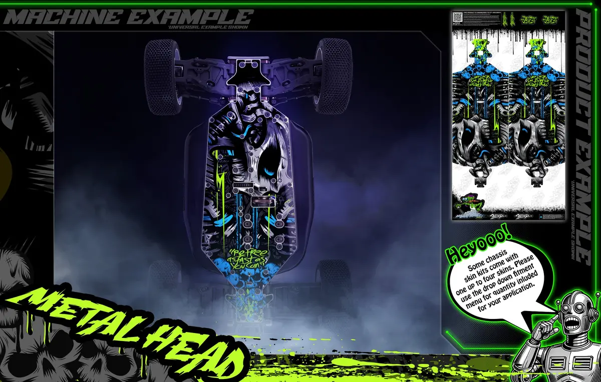 'Metal Head' Themed Chassis Skin Fits Losi® Tenacity Series | Tenacity (Plastic Chassis) | Tenacity Pro (Metal Chassis) 1