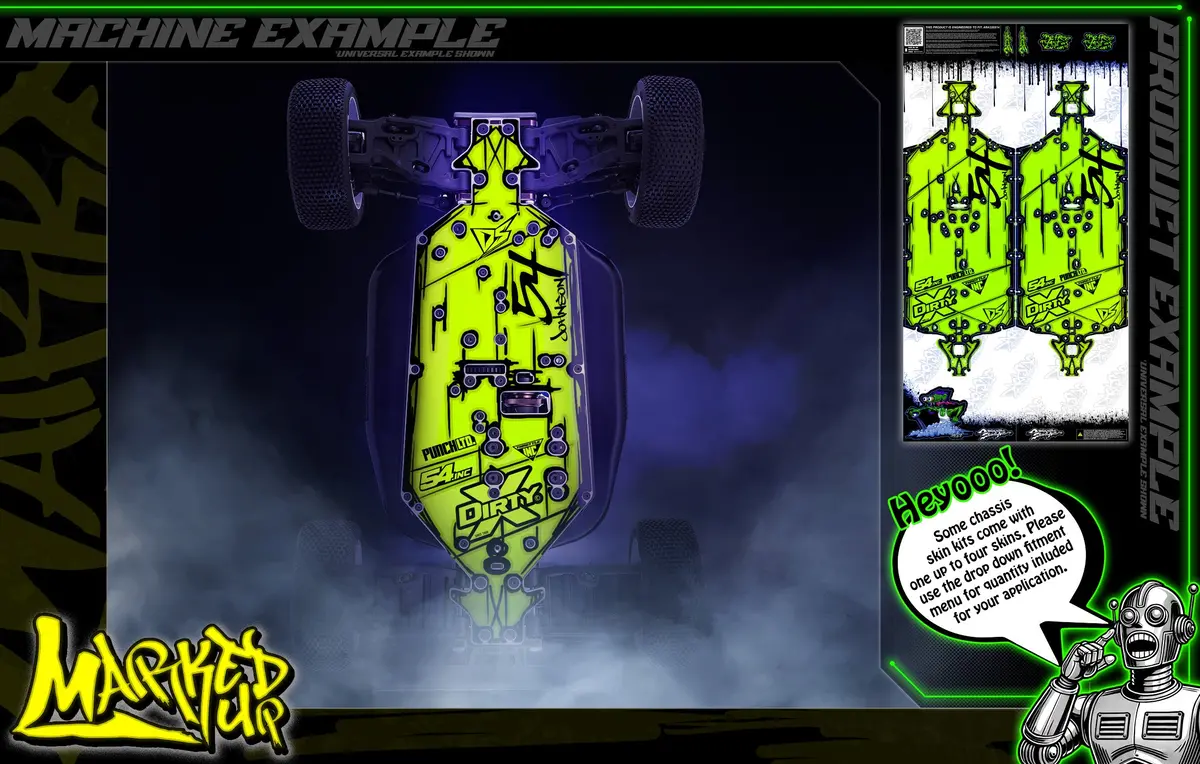 'Marked Up' Themed Chassis Skin Fits Losi 22 Series | 22 4.0 | 22 5.0 | 22X-4 | 22 4 2.0 | 22S Camaro | 22Sct 3.0 | 22T 4.0 | 22S Sprint Car 1