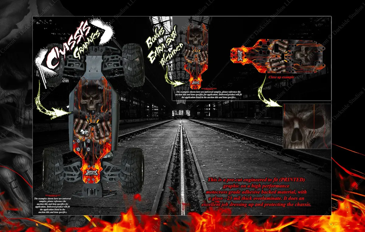 'Hell Ride' Skid Protection Chassis Wrap Graphics Fits Pro-Line Ambush Pro-Mt 4X4 Pro400534 1