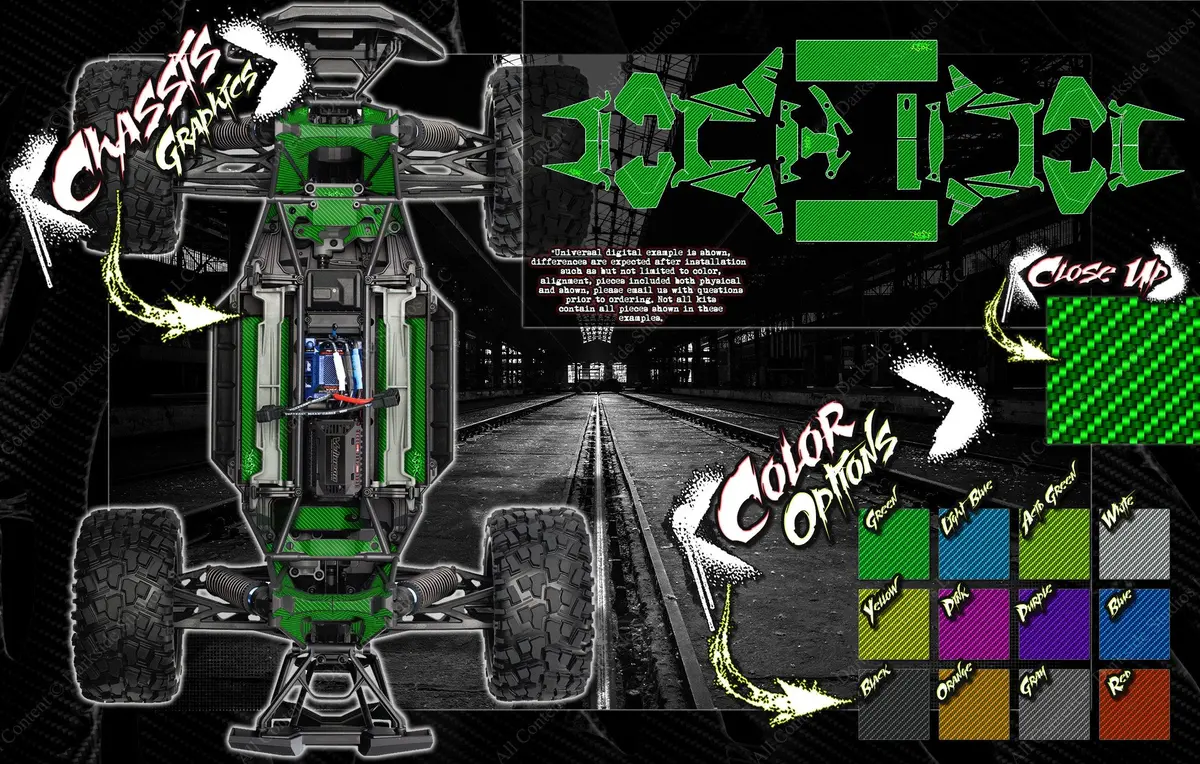 'Carbon Fiber' Aftermarket Printed Graphics Decals Fits Traxxas X-Maxx 6S 8S Interior Chassis / Shock Tower / Battery Tray 1