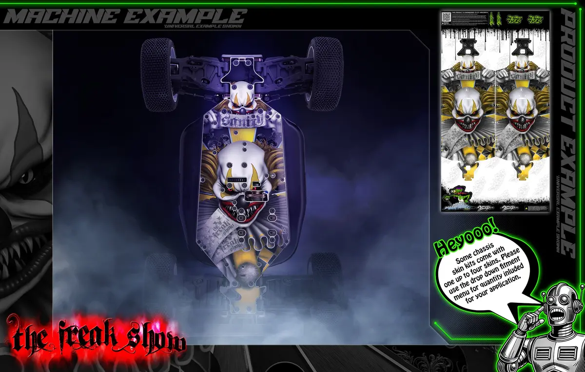 'The Freak Show' Themed Chassis Skin Fits Losi 22 Series | 22 4.0 | 22 5.0 | 22X-4 | 22 4 2.0 | 22S Camaro | 22Sct 3.0 | 22T 4.0 | 22S Sprint Car 1