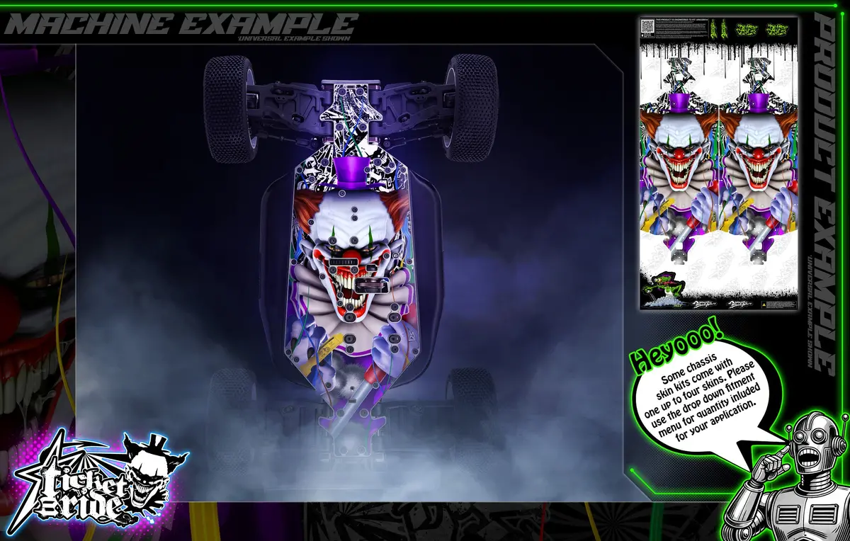 'Ticket To Ride' Themed Chassis Skin Fits Losi® 8Ight-E Series | 8Ight-E 4.0 | 8Ight-E Rtr | 8Ight-T/E 1