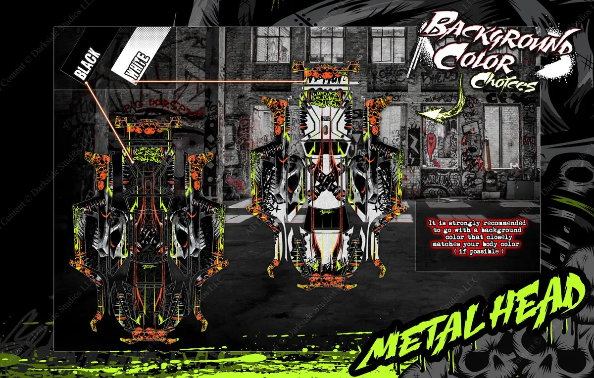 'Metal Head' Themed Chassis Skin Fits Losi® 8Ight-E Series | 8Ight-E 4.0 | 8Ight-E Rtr | 8Ight-T/E 2