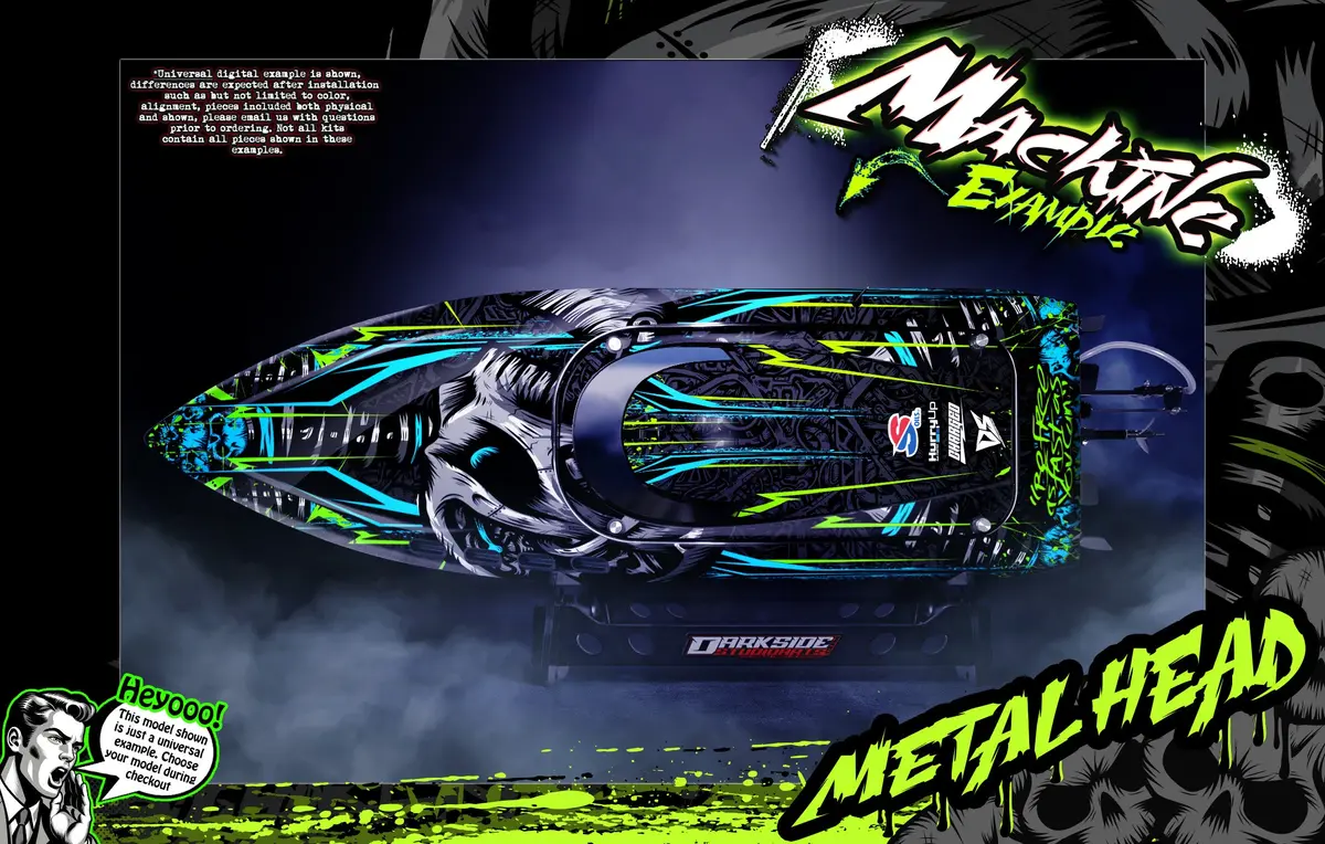 'Metal Head' Themed Graphics Skin Kit Fits Streamline Rc® | Thrasher Bash Boat | V1 | V2 | V3 | G2 1