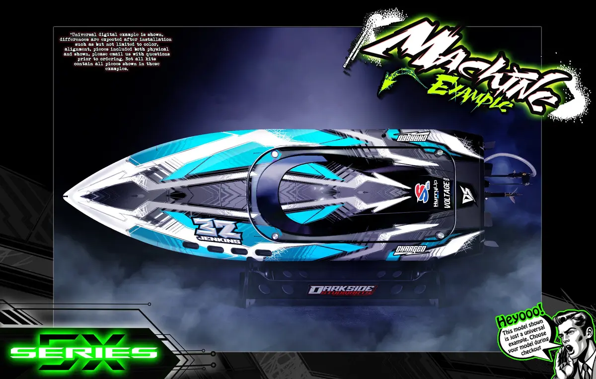 'Series 5X' Themed Graphics Skin Kit Fits Pro Boat® | Blackjack | Impulse | Jetstream | React | Recoil | Shockwave | Sonicwake | Ul-19 | Veles | Zelos 4
