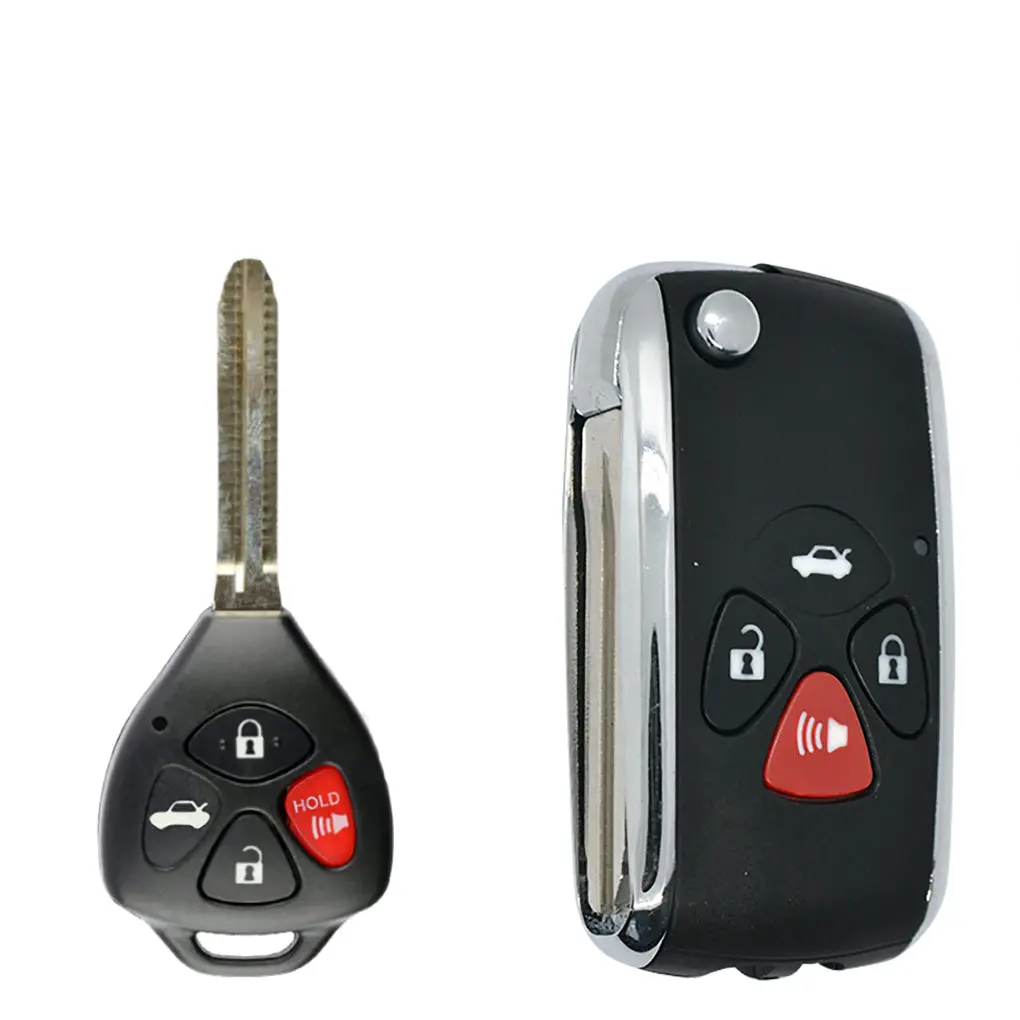 4 Buttons Flip Folding Remote Key Case Fob Shell For Toyota 1