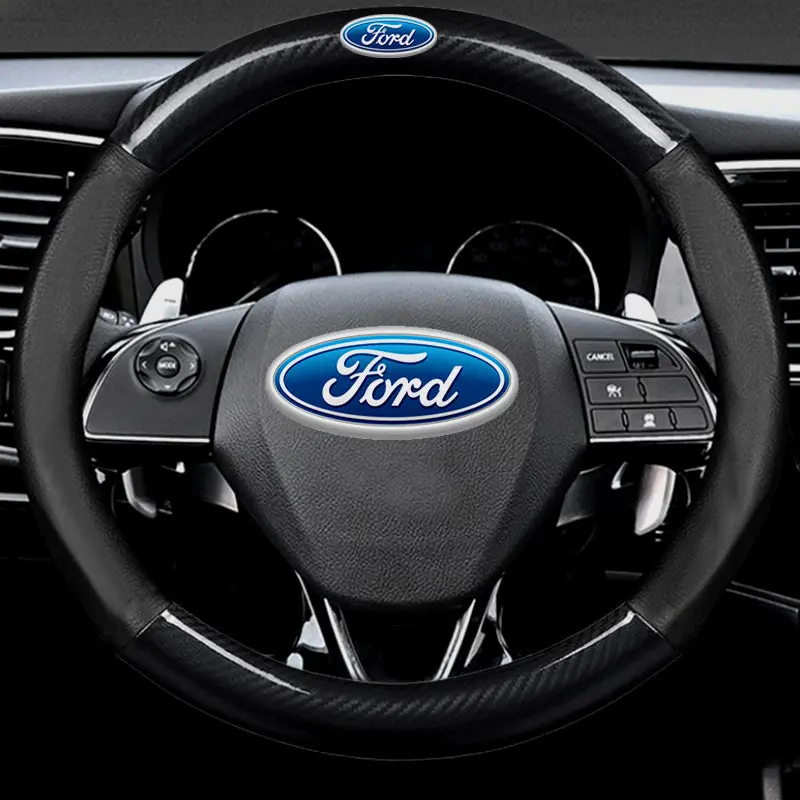 Ford Car Steering Wheel Cover To Dazzle Leather Carbon Fiber Handle 1