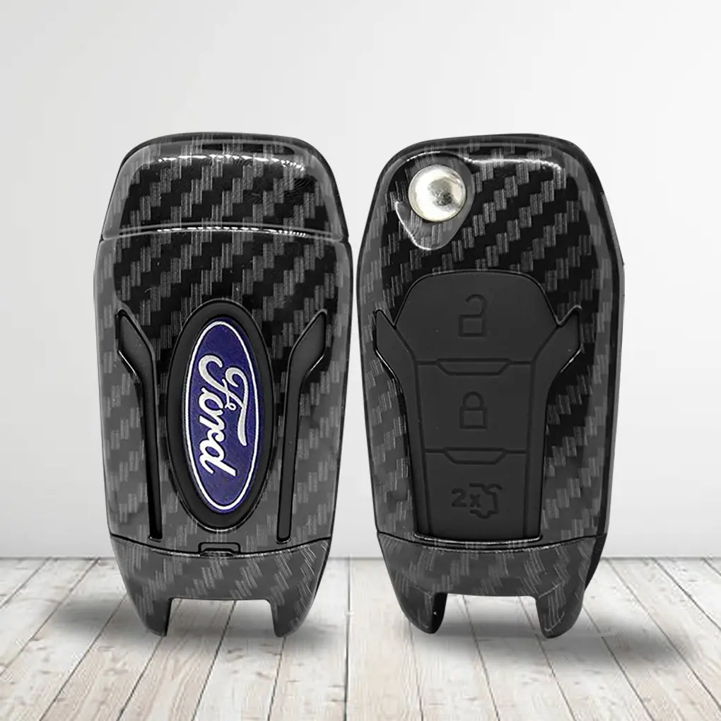 Ford Plastic Carbon Buttons Car Key Case Carbon Fiber Shell 1