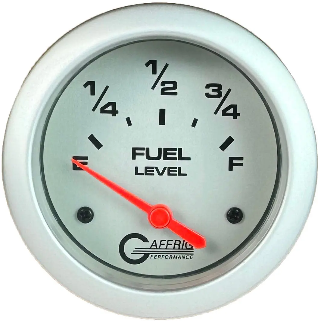Gaffrig Part #11000 2 5/8 Inch Electric Fuel Level Marine Boat Gauge 240-33 Ohms Platinum 1