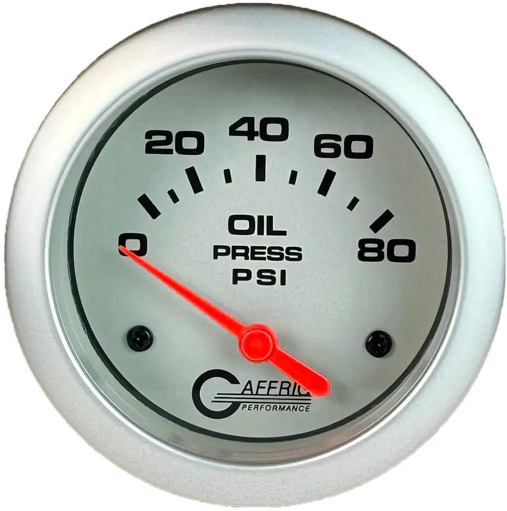 Gaffrig Part #11001 2 5/8 Inch Electric Oil Pressure Marine Boat Gauge 0-80 Psi - Includes Sender Platinum 1