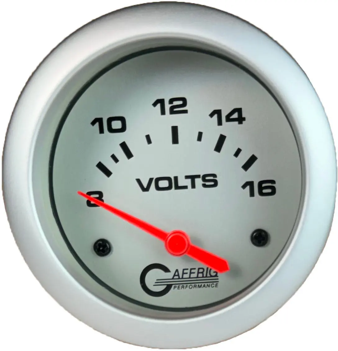Gaffrig Part #11005 2 5/8 Inch Electric Voltmeter Marine Boat Gauge 8-16V Platinum 1
