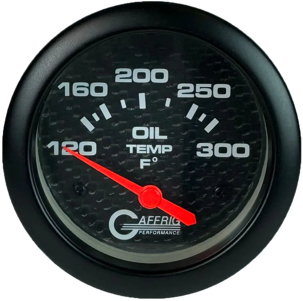 Gaffrig Part #12003 2 5/8 Inch Electric Oil Temperature Marine Boat Gauge 100-300 F Carbon Fiber - Incls. Sender & Bushing Kit 1