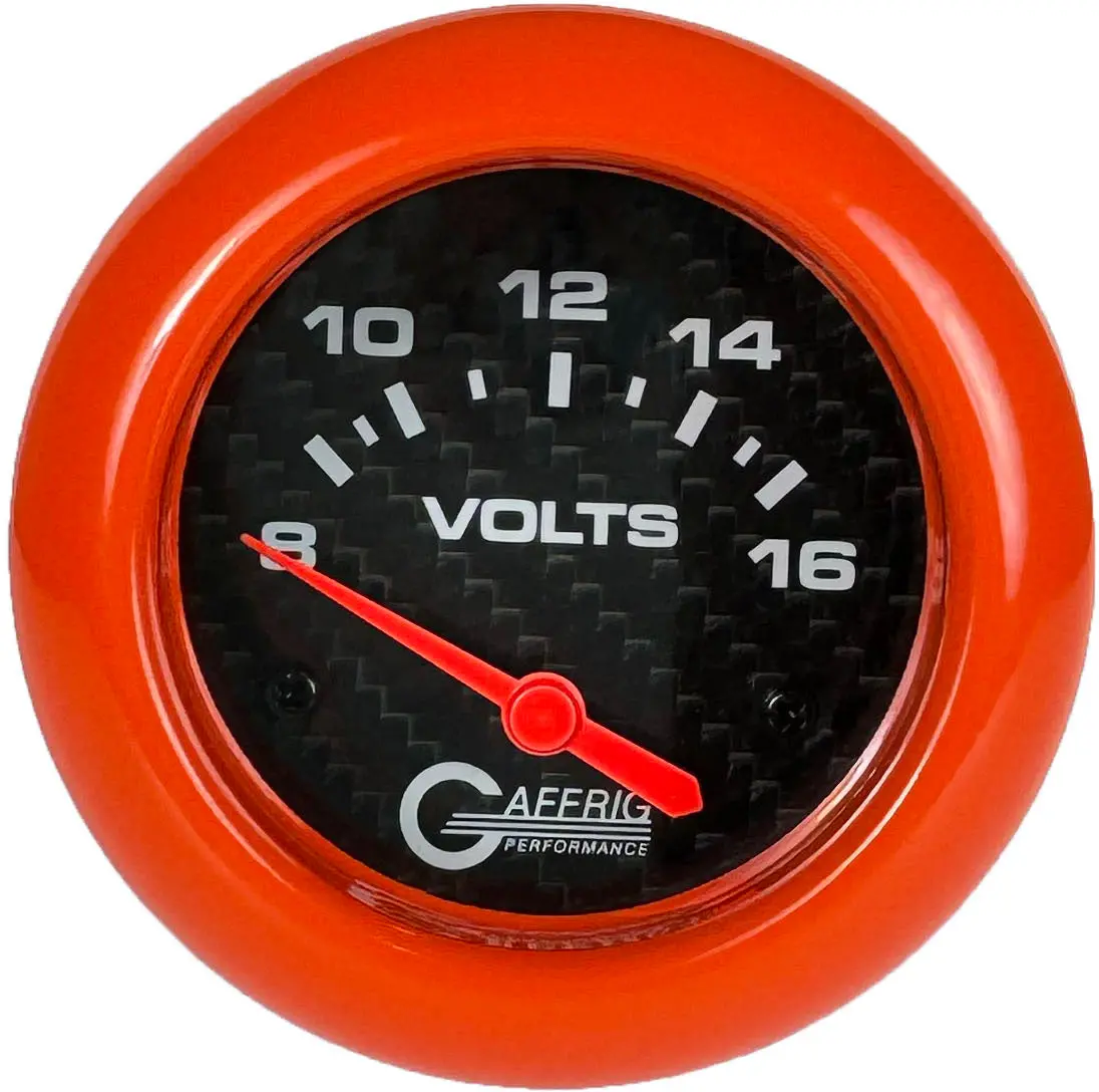 Gaffrig Part #12005 2 5/8 Inch Electric Voltmeter Marine Boat Gauge 8-16V Carbon Fiber 12