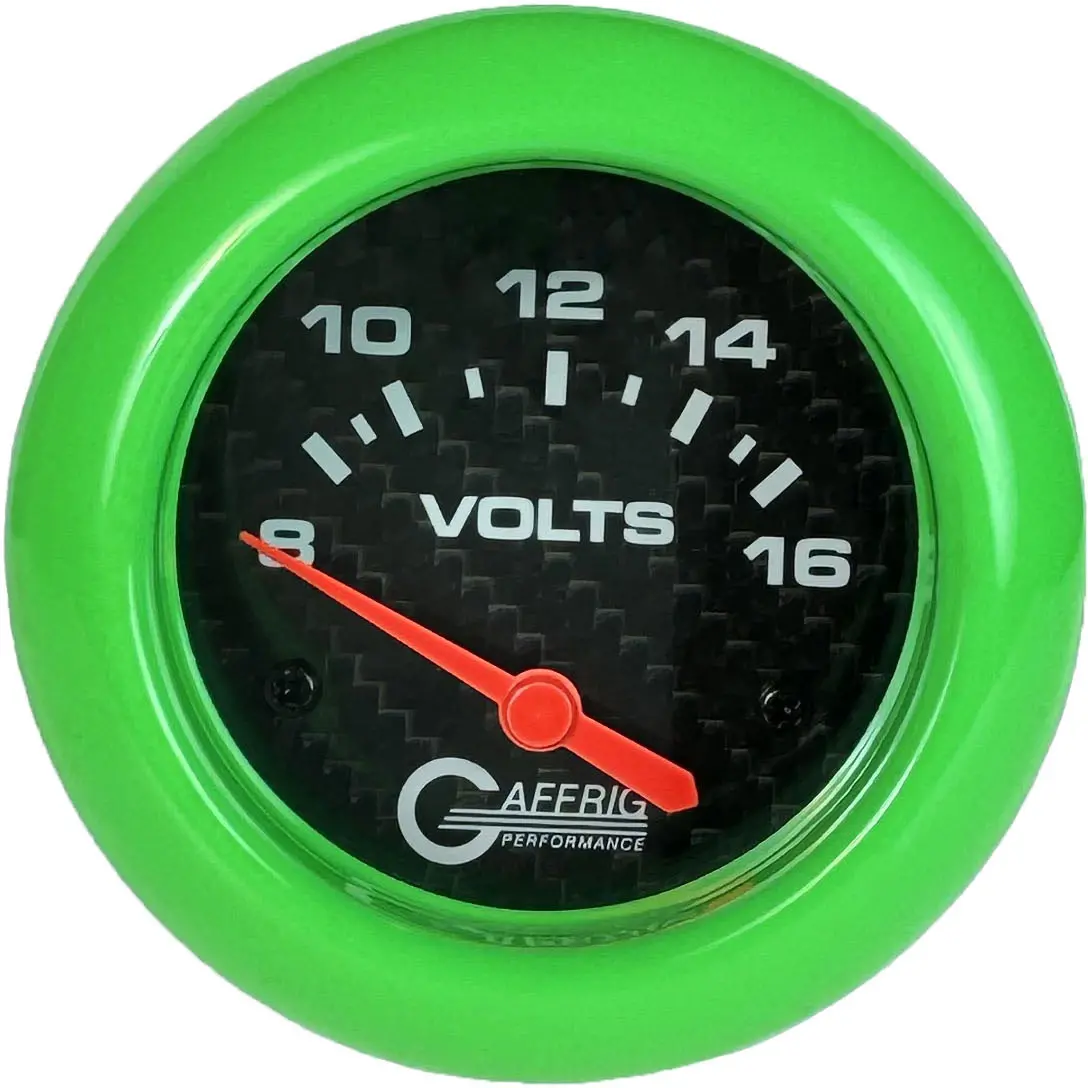 Gaffrig Part #12005 2 5/8 Inch Electric Voltmeter Marine Boat Gauge 8-16V Carbon Fiber 13