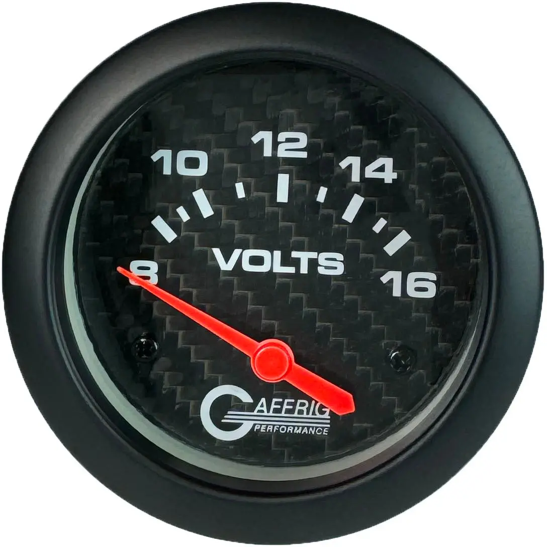 Gaffrig Part #12005 2 5/8 Inch Electric Voltmeter Marine Boat Gauge 8-16V Carbon Fiber 1