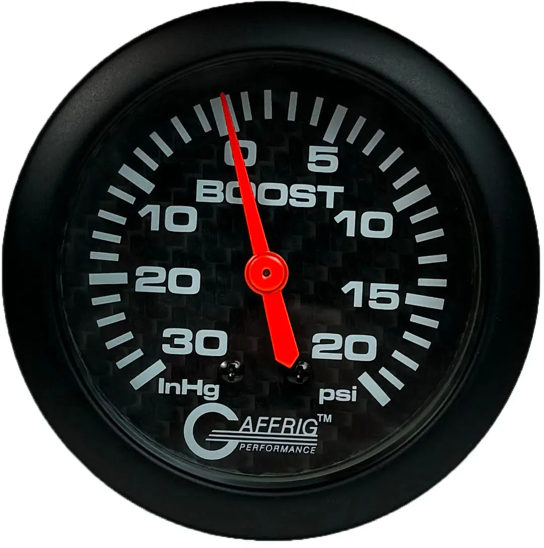 Gaffrig Part #12012 2 5/8 Inch Mechanical Vacuum 0-30 Hg/Boost Marine Boat Gauge 0-20 Psi Carbon Fiber 1