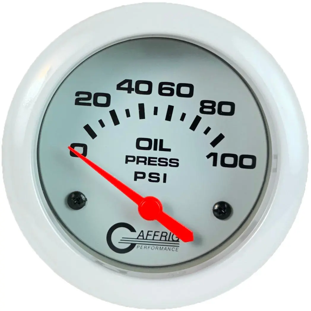 Gaffrig Part #13002 2 5/8 Inch Electric Oil Pressure Marine Boat Gauge 0-100 Psi - Includes Sender White 1