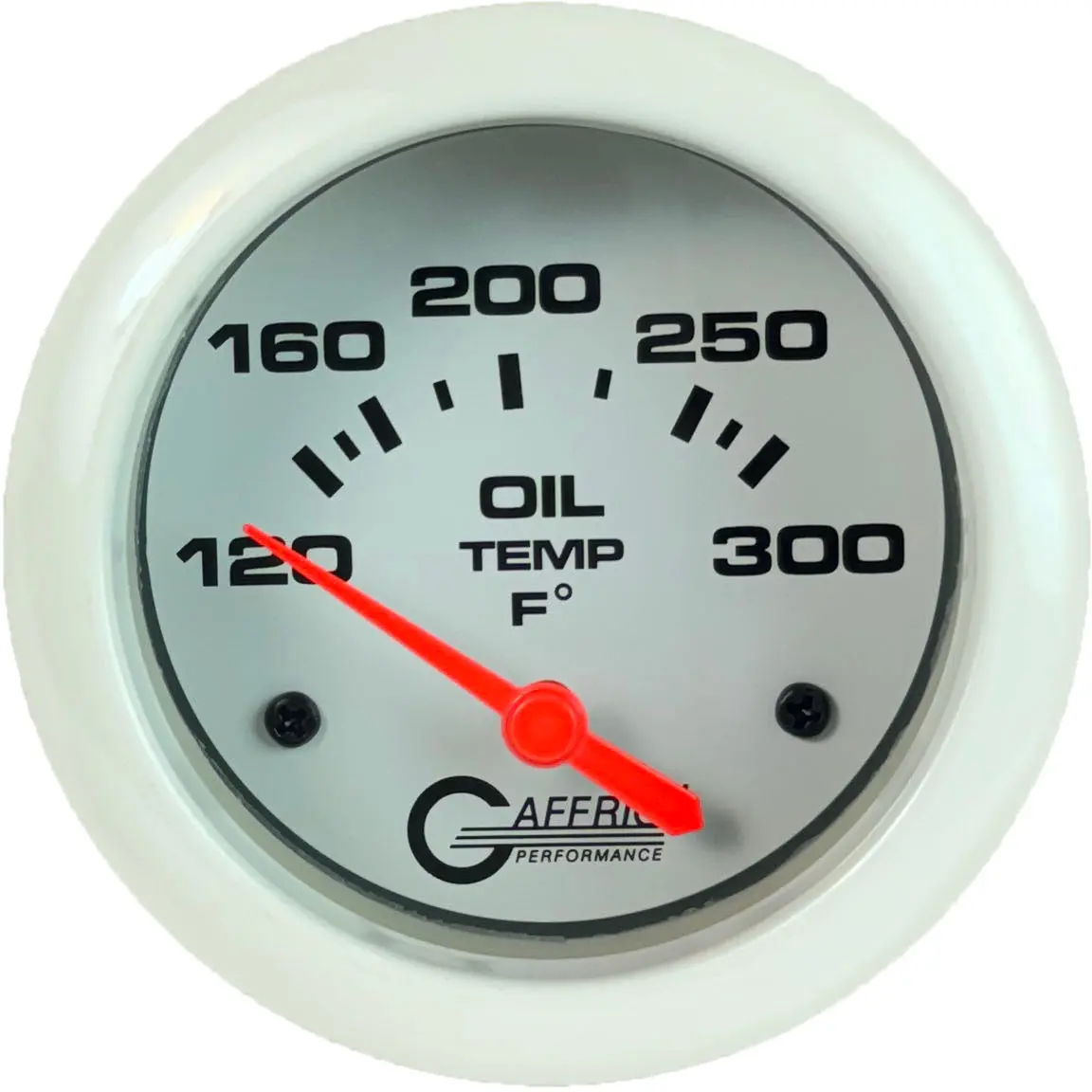 Gaffrig Part #13003 2 5/8 Inch Electric Oil Temperature Marine Boat Gauge 100-300 F - Includes Sender & Bushing Kit White 1