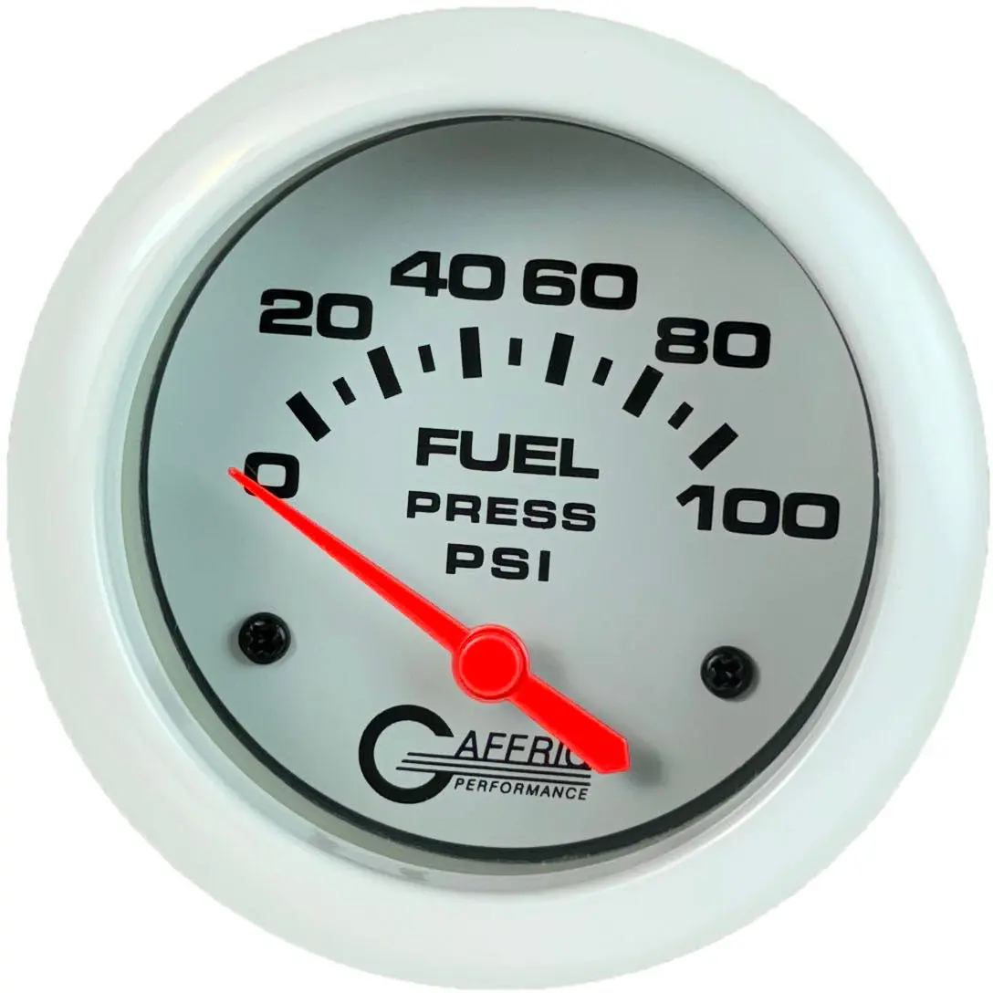 Gaffrig Part #13008 2 5/8 Inch Electric Fuel Pressure Marine Boat Gauge 0-100 Psi - Includes Sender White 1