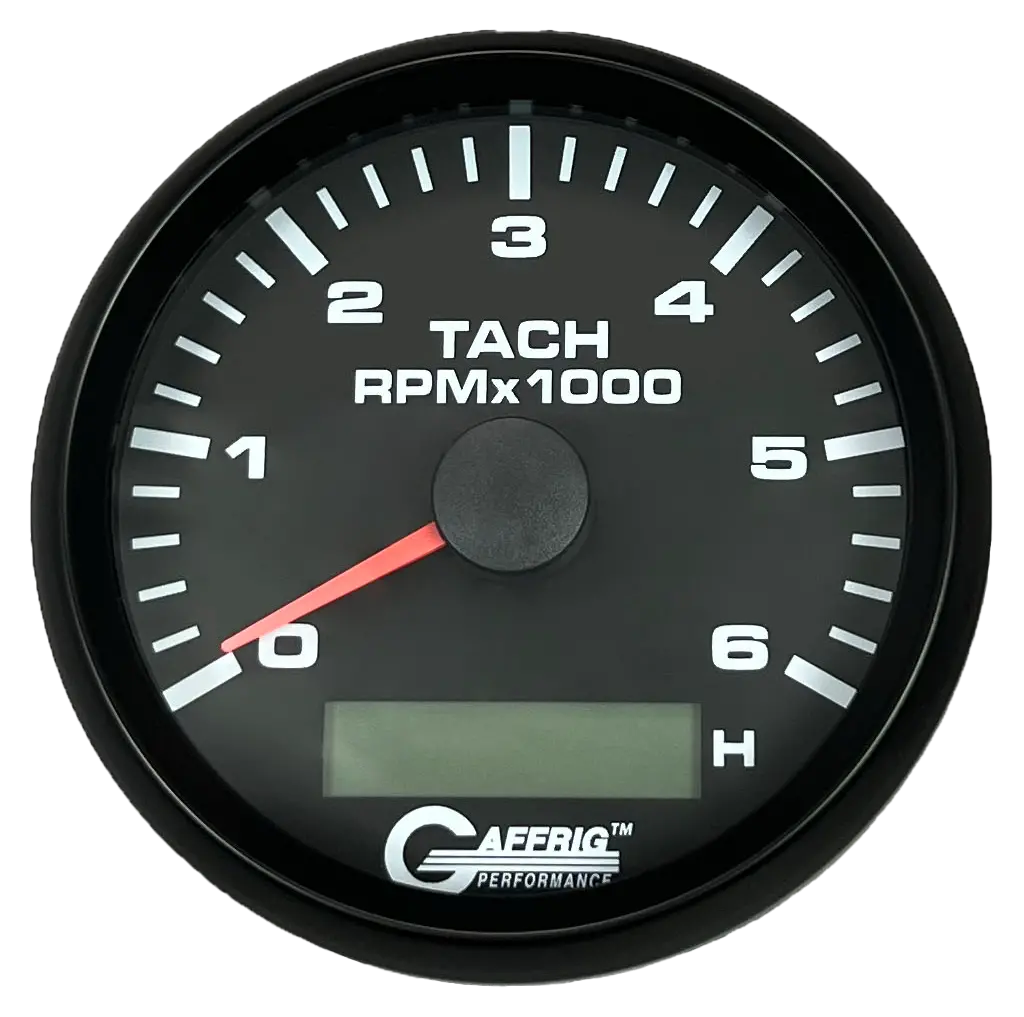 Gaffrig Part #184258 3 3/8 Inch Electric Tach/Hour Meter Marine Boat Gauge 0-6000 Rpm Black 9