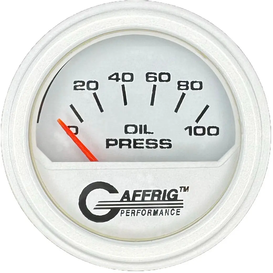Gaffrig Part #195512 2 Inch Electric Oil Pressure Marine Boat Gauge 0-100 Psi White 13