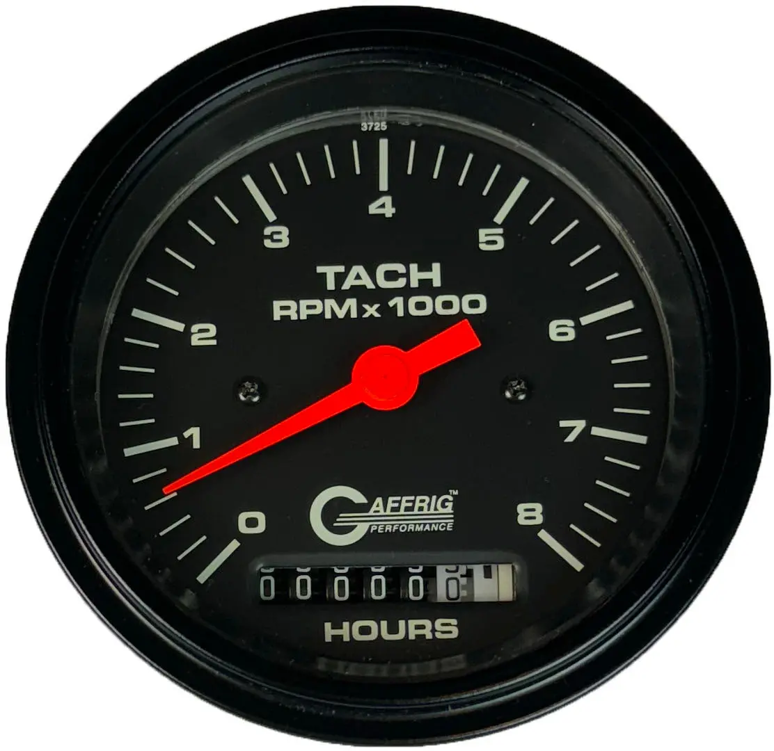 Gaffrig Part #4260 3 3/8 Inch Electric Tach/Hour Meter Marine Boat Guage 0-8000 Rpm Black 9