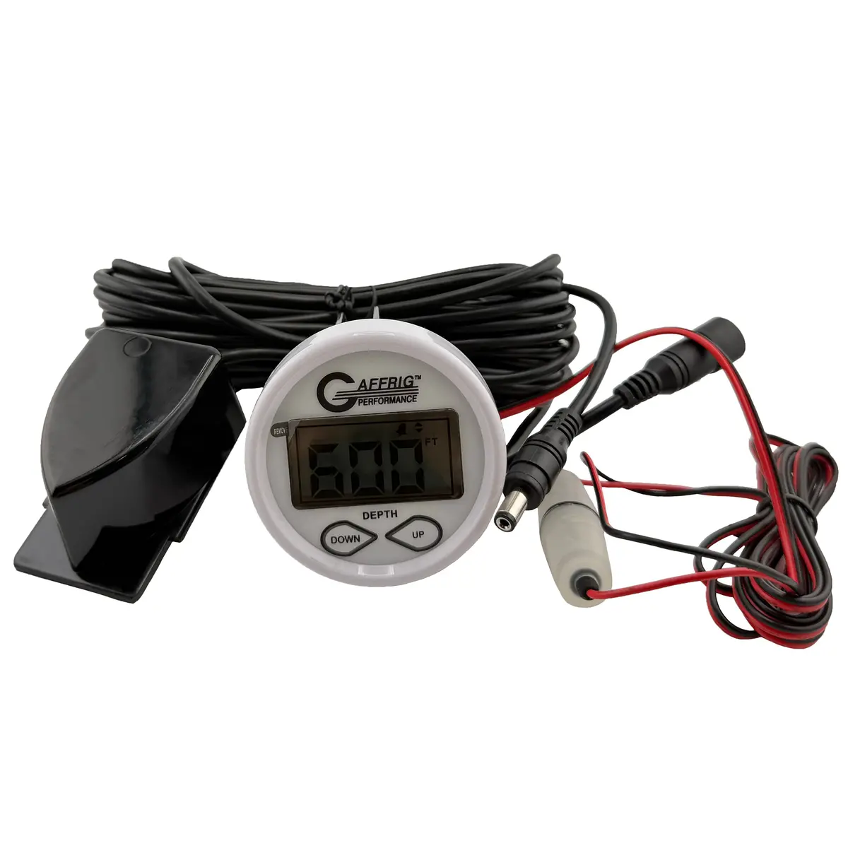 Gaffrig Part #5507 2 Inch High Performance Digital Depth Sounder Marine Boat Gauge Kit White W/Alarm Air & Water Temperature And Transducer 1