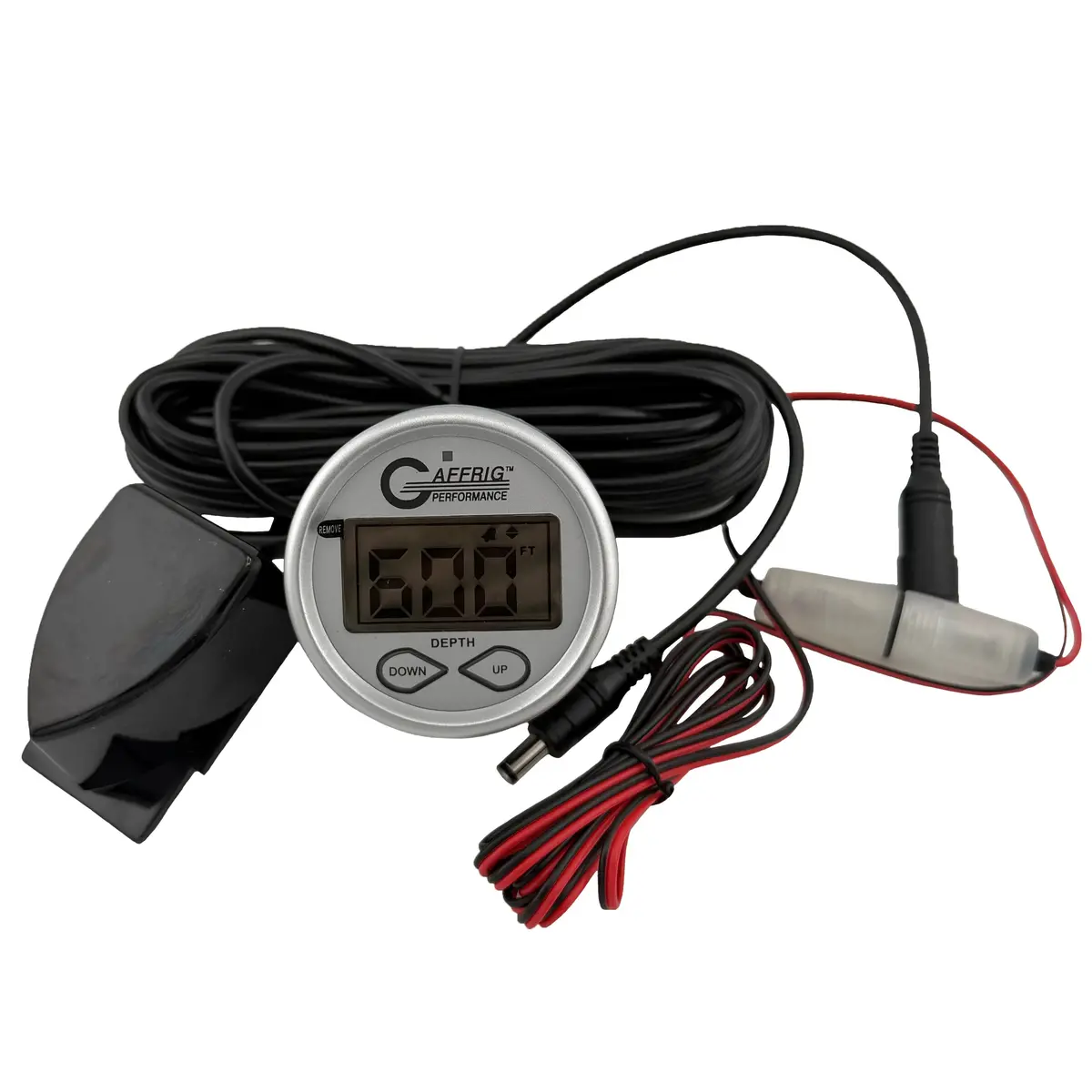 Gaffrig Part #5807 2 Inch High Performance Digital Depth Sounder Marine Boat Gauge Kit-Platinum- W/Alarm Air & Water Temp. And Transducer 1