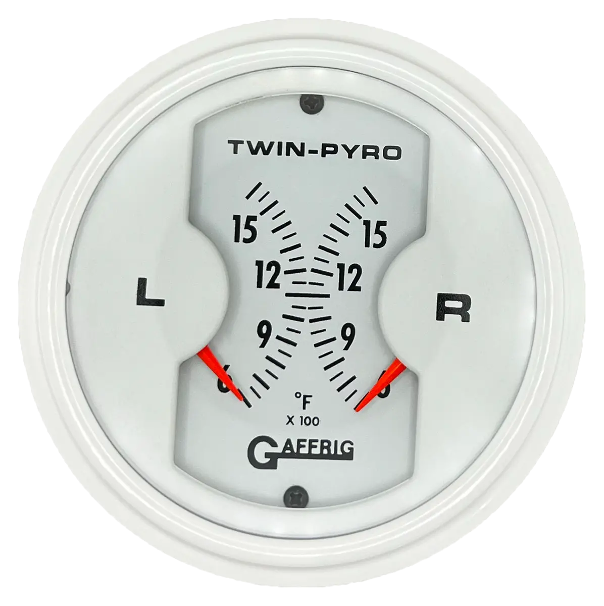 Gaffrig Part #6526 3 Inch Mechanical Dual Pyrometer Marine Boat Gauge 600 - 1600 F White 1