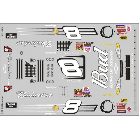 Grafix #8 Budweiser 1:24 Clear Self Adhesive Decal 1