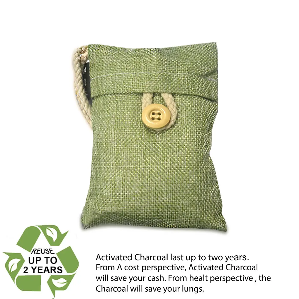 Bag Bamboo Activated Charcoal (Green) 100% Natural & Chemical Free Moisture 1