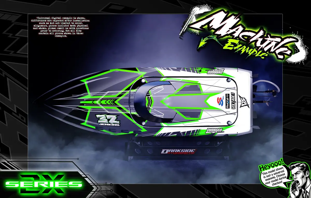 'Series 2X' Themed Graphics Skin Kit Fits Pro Boat® | Blackjack | Impulse | Jetstream | React | Recoil | Shockwave | Sonicwake | Ul-19 | Veles | Zelos 1