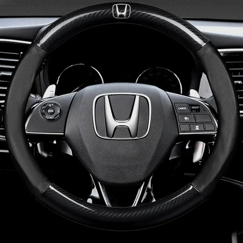 Honda Car Steering Wheel Cover To Dazzle Leather Carbon Fiber Handle 1