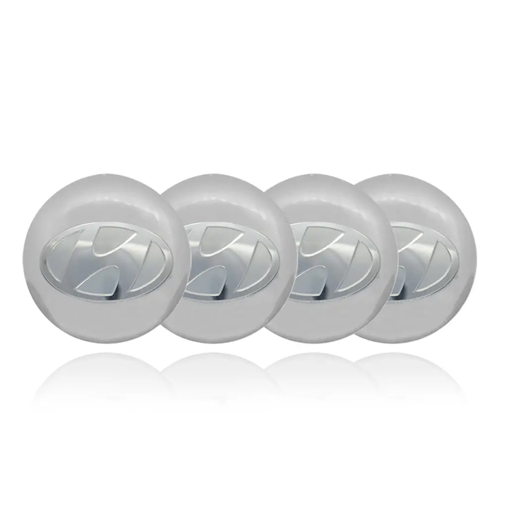 Hyundai Silver Car Center Wheel Cap Badge Aluminum Metal Sticker 1