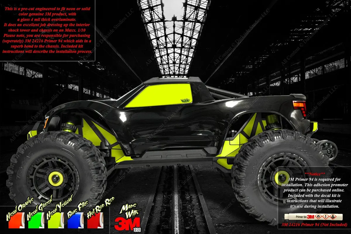 3M Neon And Solid Color Skin Decal Graphics Kit Fits Traxxas Maxx 4S -V1 Only- 1/10 Chassis / Shock Tower 1