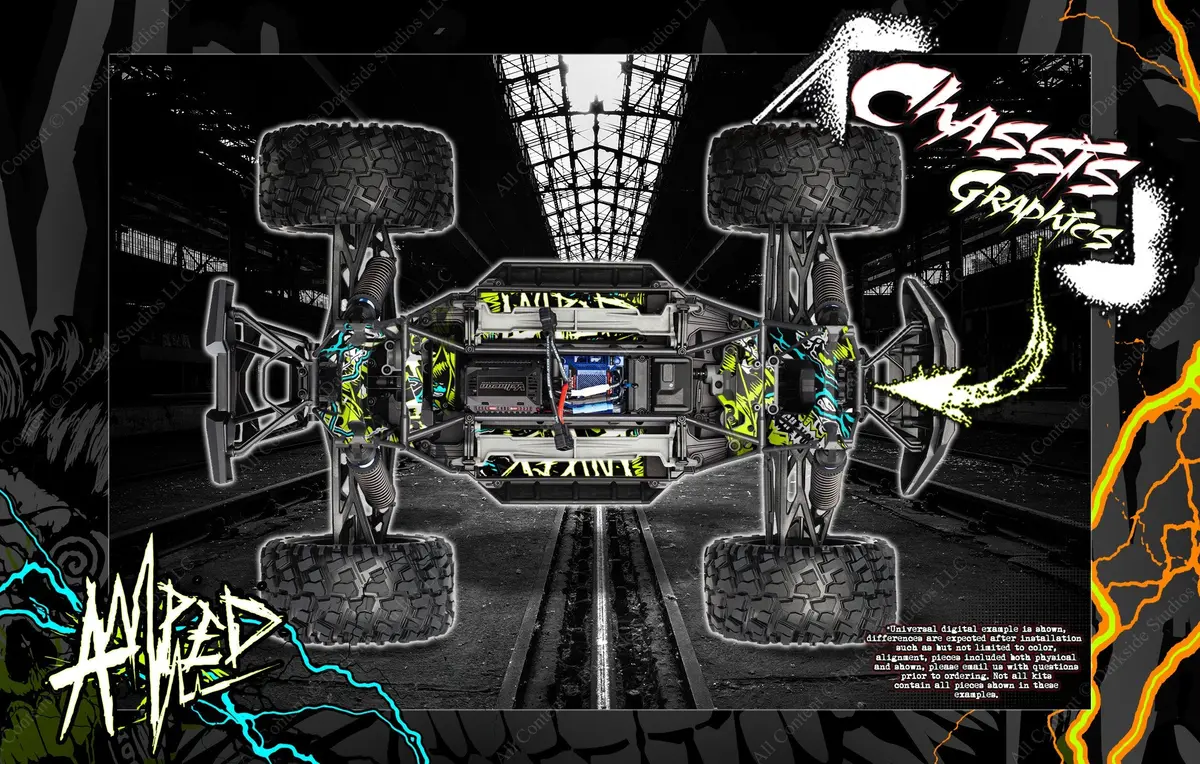 'Amped' Graphics Decals Fits Tra7722 Tra7739 Tra7738 On Traxxas X-Maxx Interior Chassis / Shock Tower 1