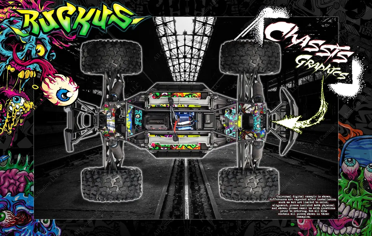 'Ruckus' Themed Aftermarket Chassis Skin Fits  Traxxas X-Maxx 6S 8S Interior Chassis / Shock Tower / Battery Tray 1