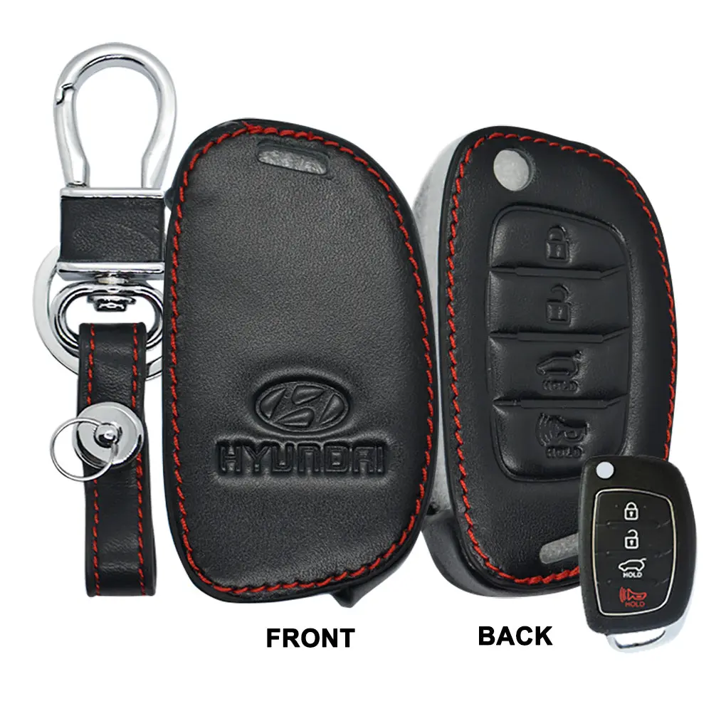 Hyundai Leather Car Key Remote Holder (High Quality) 1