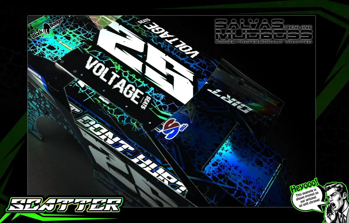 'Scatter' Pre-Wrapped & Assembled Genuine Salvas Mudboss Lexan Body For Short Course Traxxas Slash Racing Blue/Aqua 1
