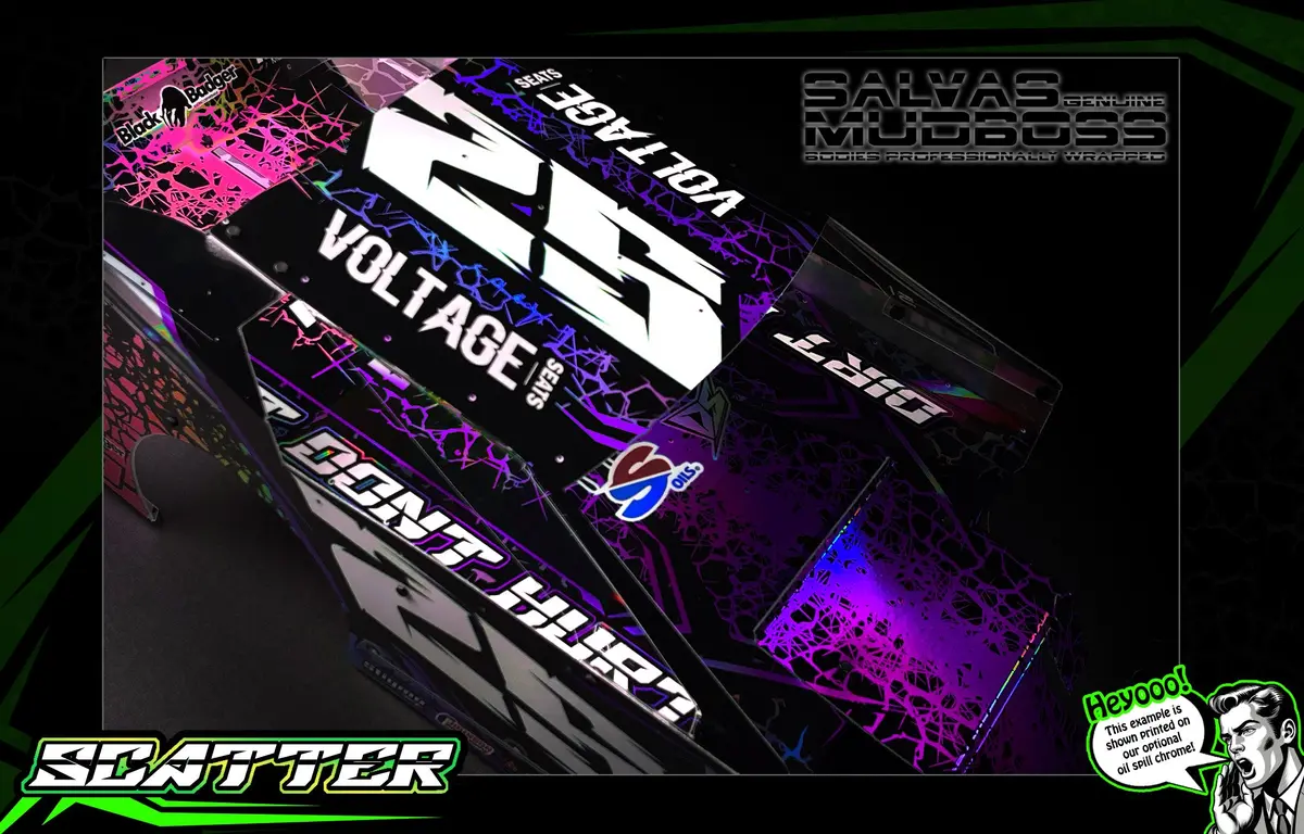 'Scatter' Pre-Wrapped & Assembled Genuine Salvas Mudboss Lexan Body For Short Course Traxxas Slash Racing Purple/Pink 1
