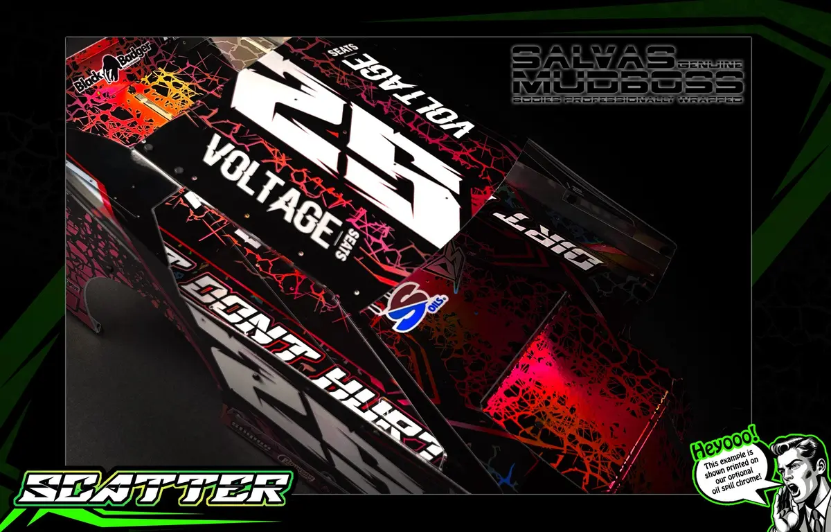 'Scatter' Pre-Wrapped & Assembled Genuine Salvas Mudboss Lexan Body For Short Course Traxxas Slash Racing Red/Orange 1