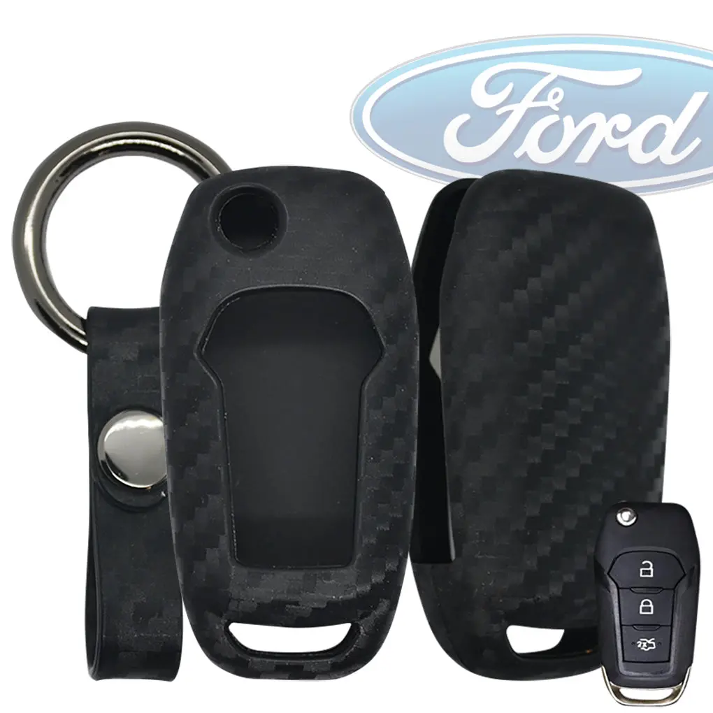 Ford  Carbon Fiber Soft Silicone Key Fob Case 1
