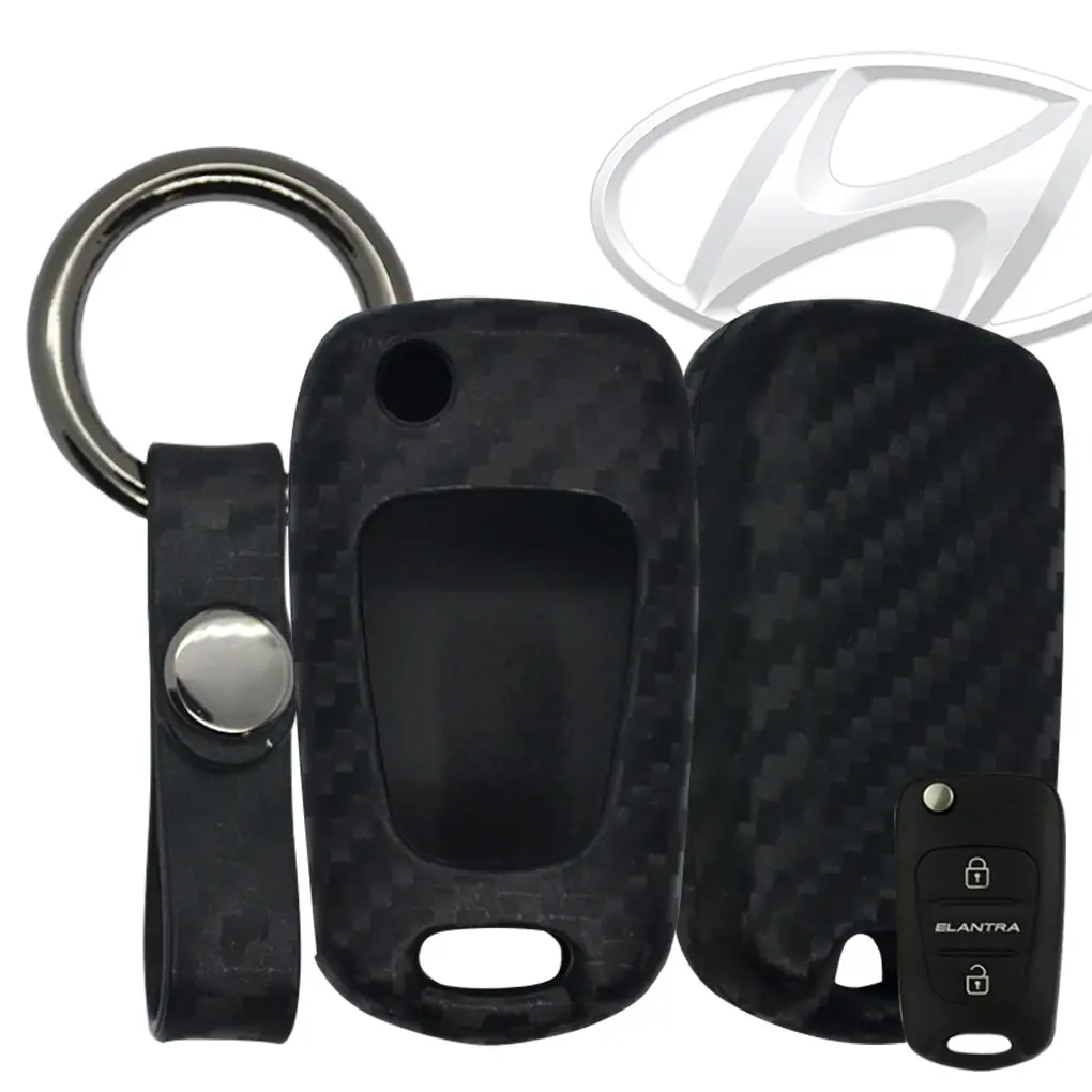 Hyundai Carbon Fiber Soft Silicone Key Fob Case 1