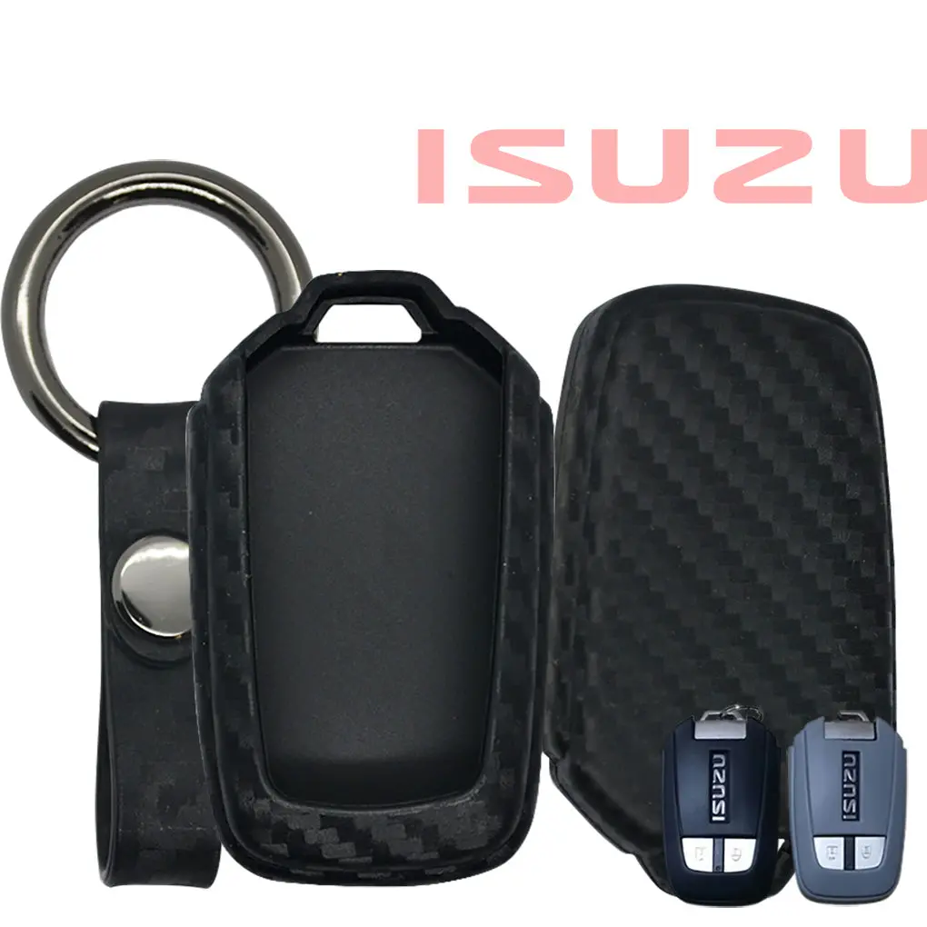 Isuzu Mu-X Carbon Fiber Soft Silicone Key Fob Case 1