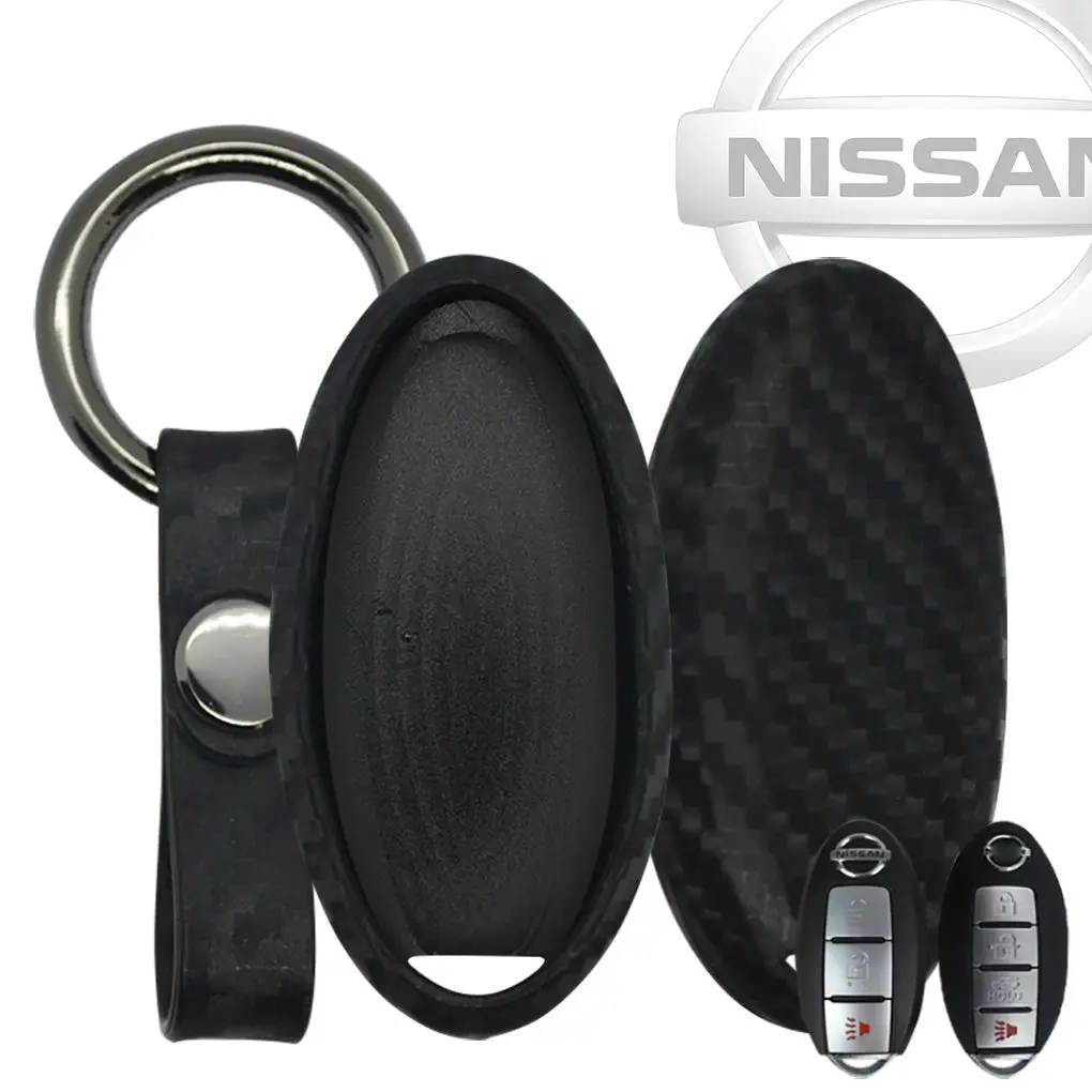 Nissan Carbon Fiber Soft Silicone Key Fob Case 1