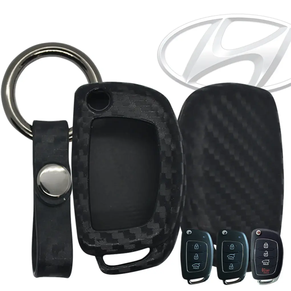 Hyundai Carbon Fiber Soft Silicone Key Fob Case 1