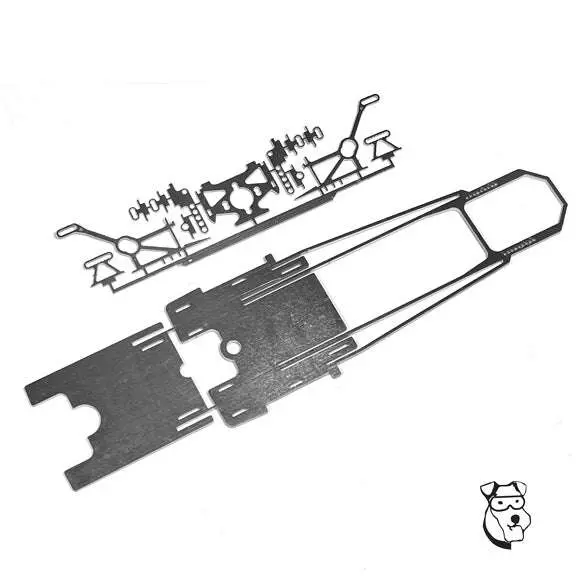 Mid-America 1/24 Bert Narrow No Bar Inline Drag Chassis Kit - Nickel Plated Spring Steel 1