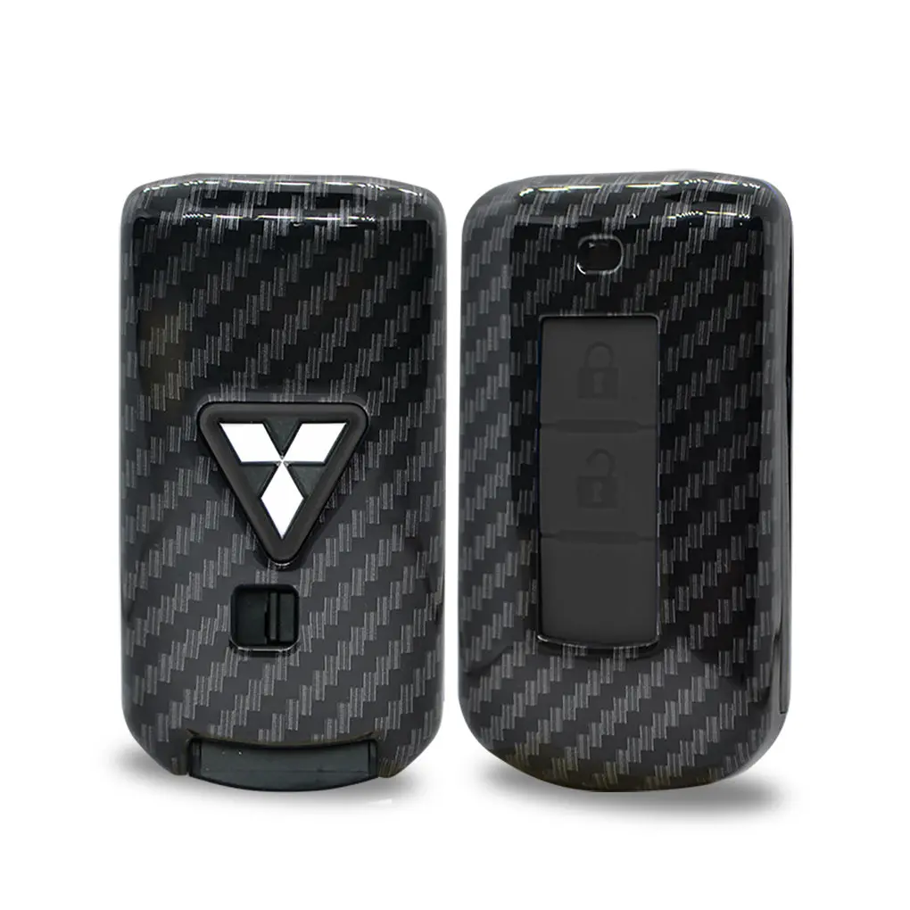 Mitsubishi Hard Plastic Carbon Buttons Car Key Case Carbon Fiber Shell 1