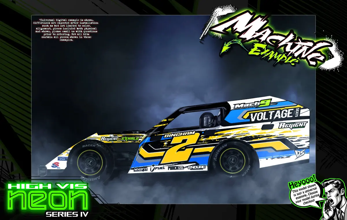 'Neon Series Iv' High Vis Fluorescent Customizable Wrap Skin Graphics Fits Team Gfrp Midwest & Short Course Modified 1